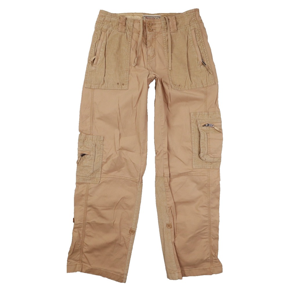 Abercrombie & Fitch Cargo Utility Pants Straight Corduroy Zip Women's 6/28 Y2K